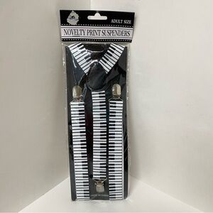 Piano Key Pattern Suspenders Black White Keyboard Music Lover Gift Accessory FUN